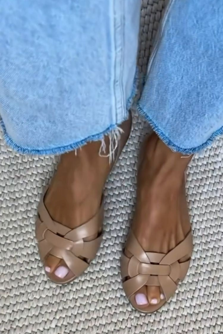 Serafina | Woven Leather-Tone Sandals