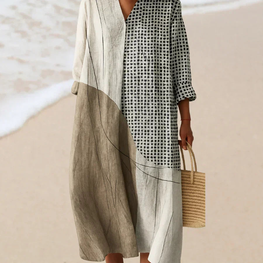 Daria | Geometric Patchwork Maxi Dress