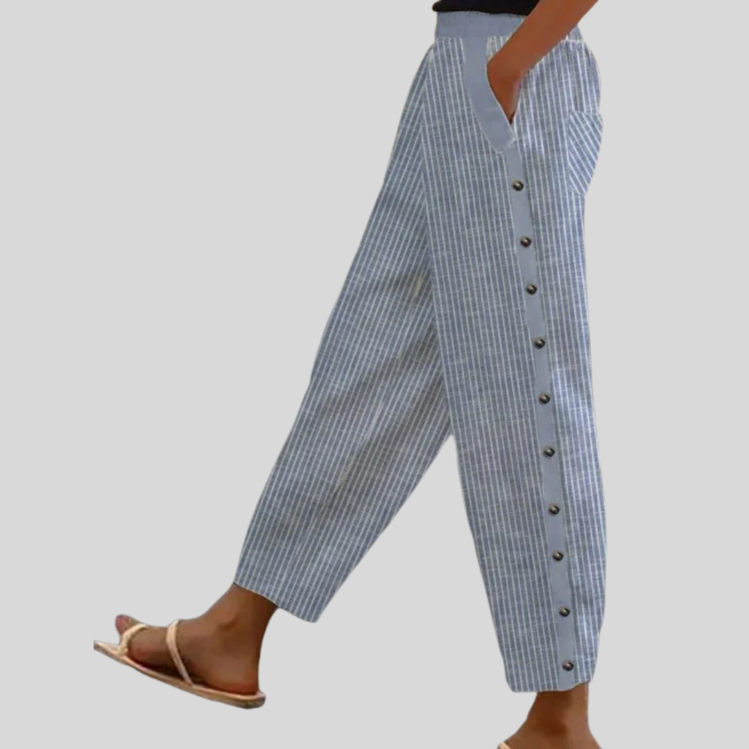 Linaya™ | Striped Button Trousers