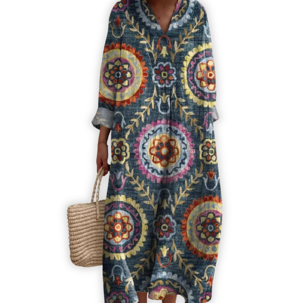 Olivia | Suzani Ethnic Print Maxi Dress
