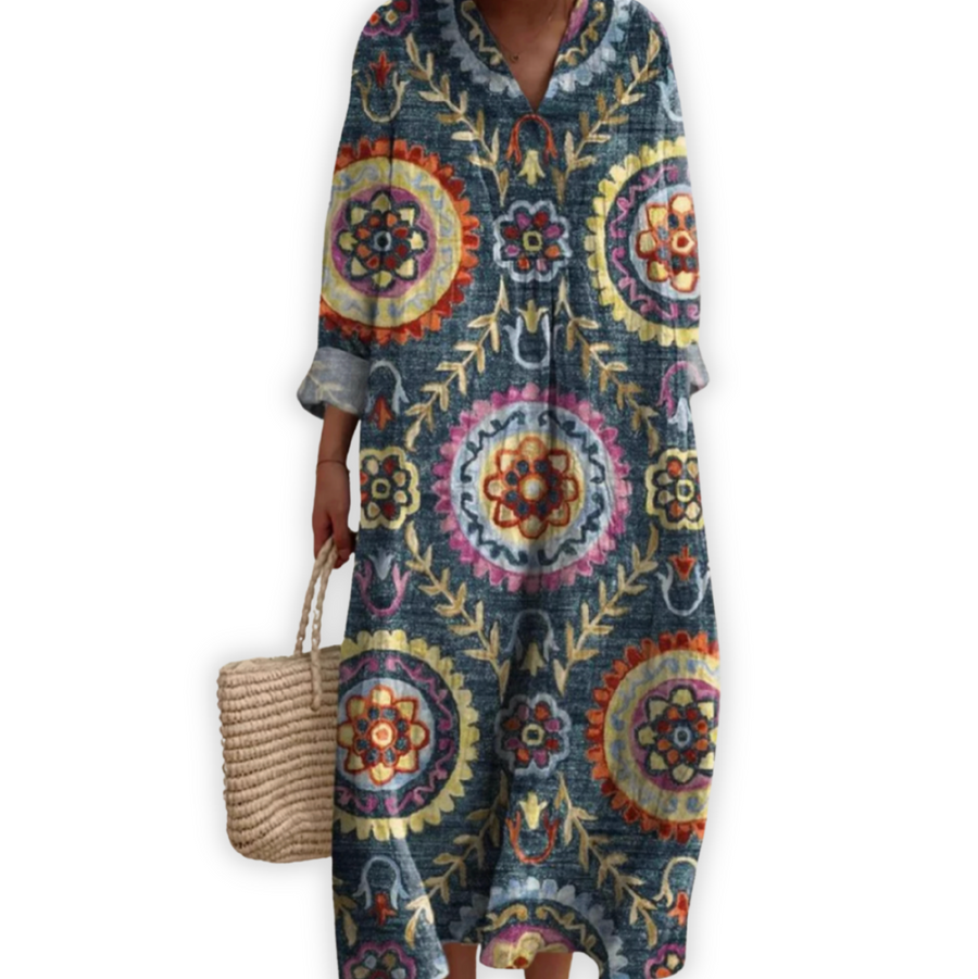 Olivia | Suzani Ethnic Print Maxi Dress