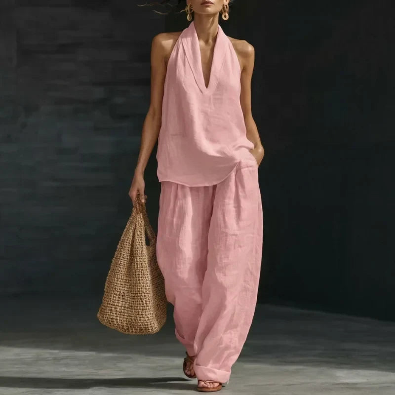 Anhela | Linen-Texture Two-Piece Set