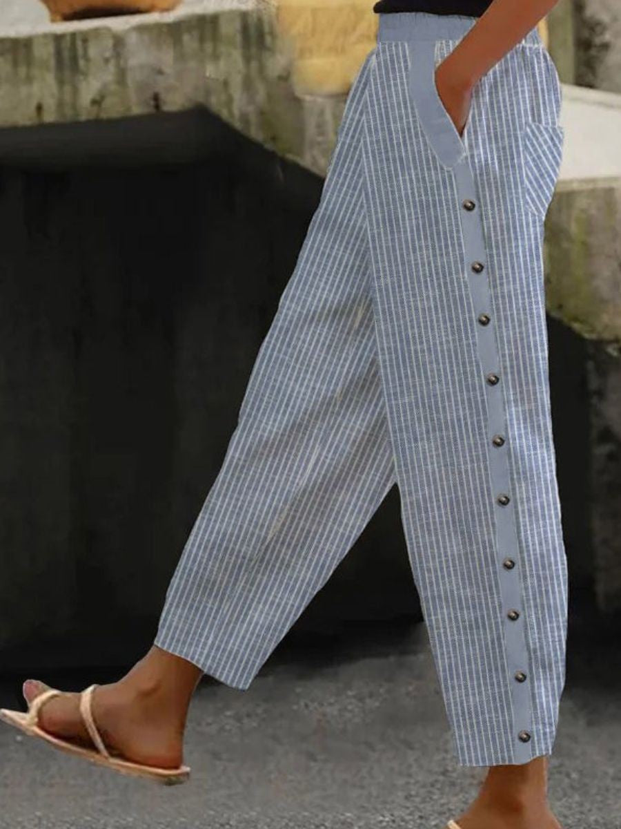 Linaya™ | Striped Button Trousers