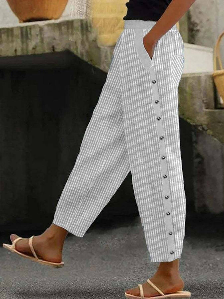 Linaya™ | Striped Button Trousers