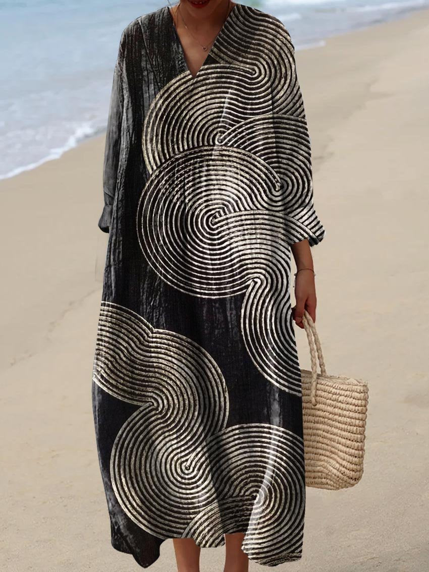 Kaia | Op-Art Spiral Print Maxi Dress