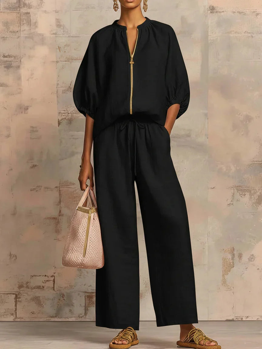 Albina | Relaxed Shirt & Wide-Leg Trouser Set