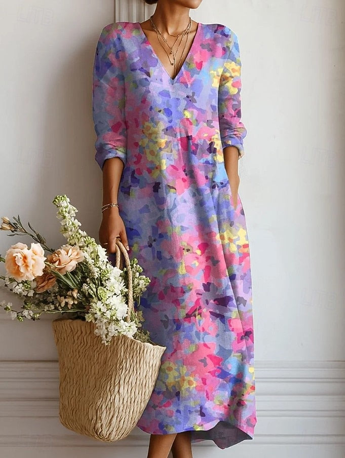 Kelly | Impressionist Watercolour Maxi Dress