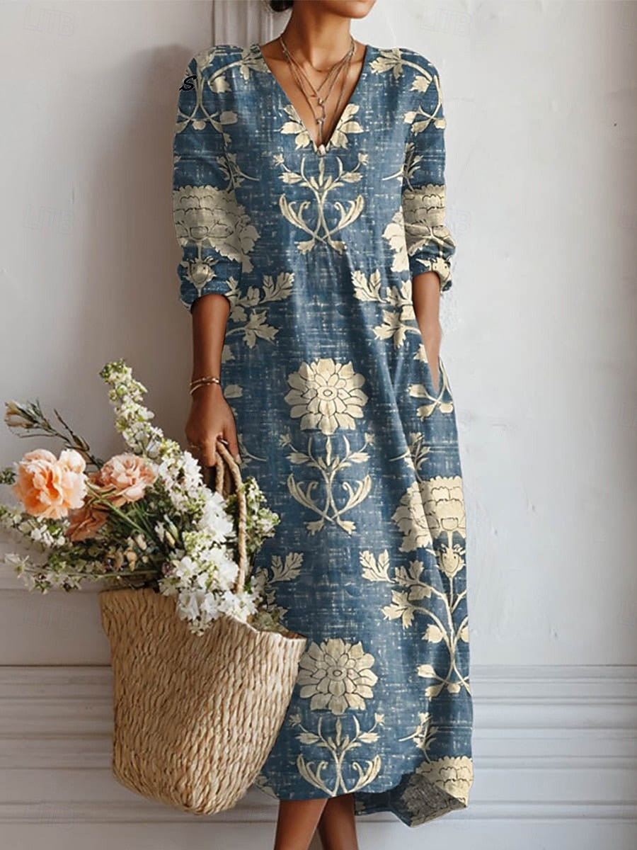 Karin | Vintage Floral Tapestry Maxi Dress
