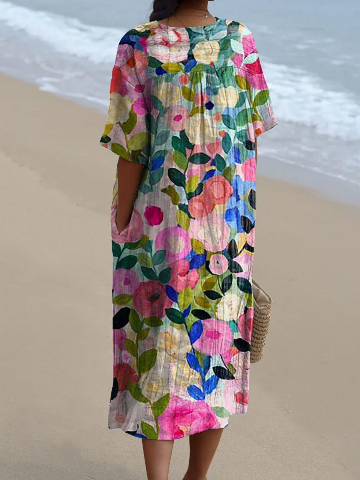 Bente | Watercolour Floral Balloon-Sleeve Dress